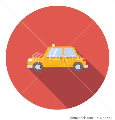 插图素材: yellow taxi car icon, flat style