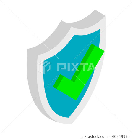 插图素材: shield with check mark icon, isometric 3d style