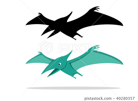 图库插图: pterosaurs, flying dinosaur on white, vector art