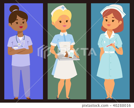 插图素材: doctor nurse character vector brochure medical woman