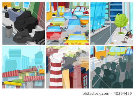 插图素材: pollution environment vector polluted air smog or