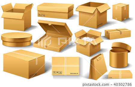 brown delivery. carton package with fragile sign on