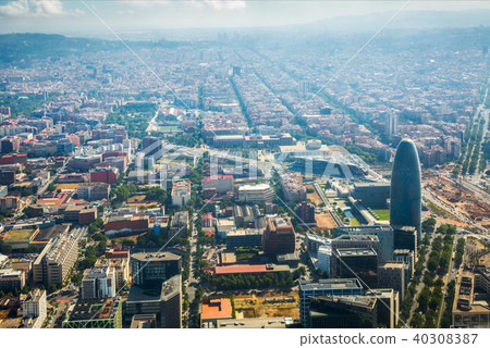 图库照片: residential area and torre agbar of barcelona in spain