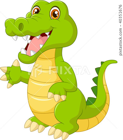 插图素材: cartoon crocodile waving hand