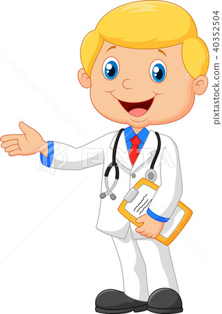 插图素材: cartoon doctor smiling and waving