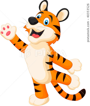 插图素材: happy cartoon tiger posing