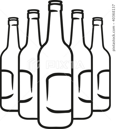 插图素材: group of beer bottles sketch style