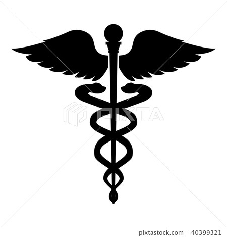 插图素材: caduceus health symbol asclepius"s wand icon black