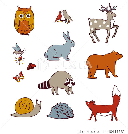 插图素材: forest animals set