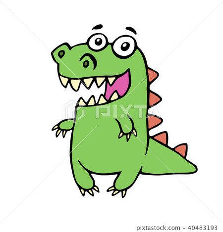 插图素材: funny smiling dinosaur. vector illustration