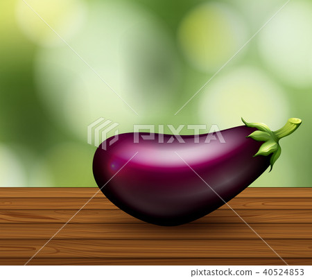 图库插图: organic purple eggplant green blur background