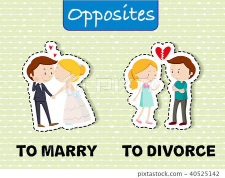 插图素材: opposite words for marry and divorce