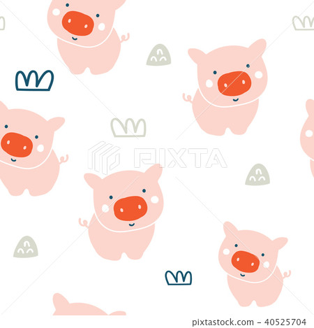 插图素材: cute pigs seamless pattern