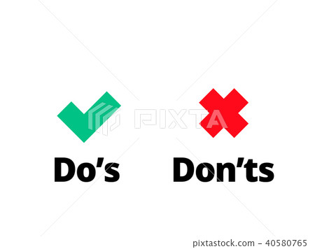 插图素材: do and dont check tick mark red cross vector icon