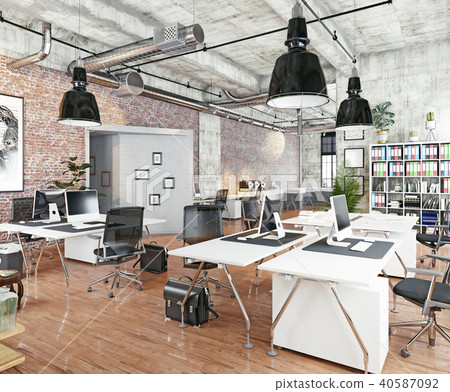 插图素材: modern coworking office