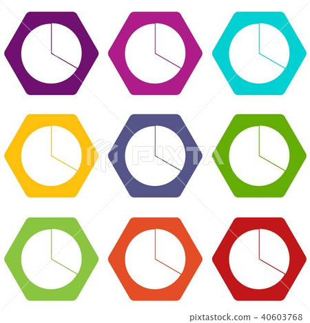 图库插图: circle chart infographic icon set color hexahedron
