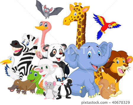 插图素材: cartoon wild animals background