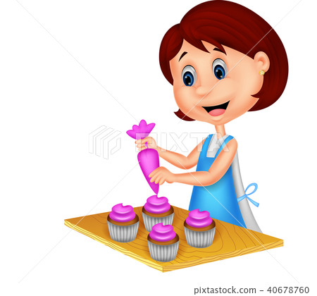 woman卡通图片,卡通图片 插图素材: cartoon woman with apron decorating cupcakes 查看全部