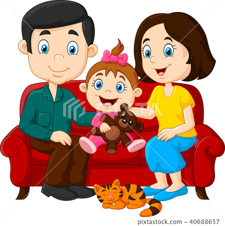 red sofa 首页 插图 姿势/表情/动作 行为/动作 坐/坐著 happy family