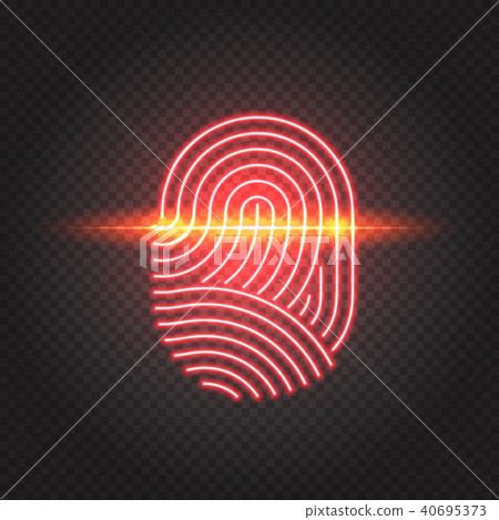 插图素材: touch id neon icon, fingerprint scanning