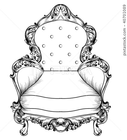 插图素材: baroque armchair with luxurious ornaments