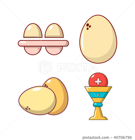 插图素材: eggs icon set, cartoon style