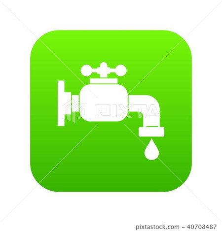 插图素材: water tap icon digital green