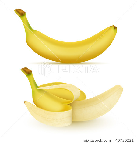 插图素材 vector 3d realistic yellow banana set