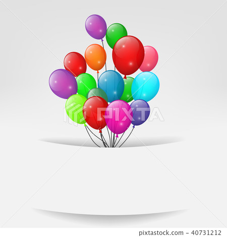 插图素材: balloons greeting card, happy birthday banner