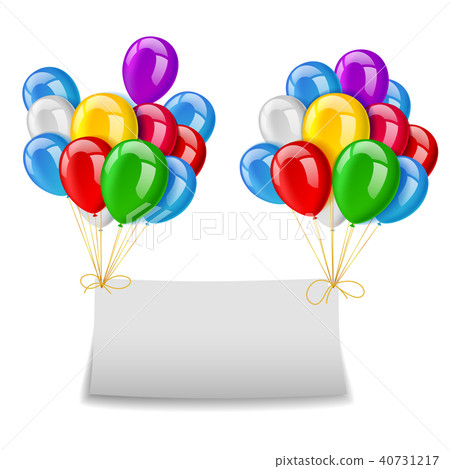 插图素材: balloons greeting card, happy birthday banner