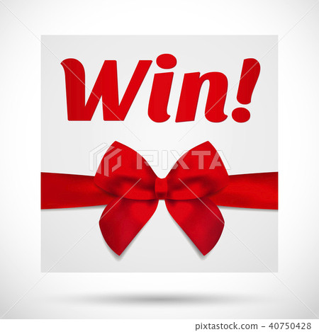 插图素材: celebration win banner with red gift bow (ribbon).