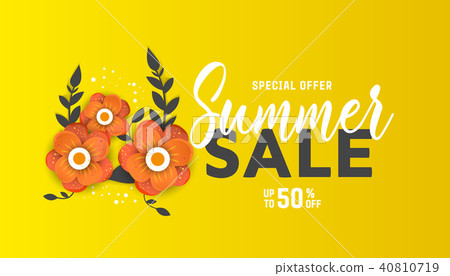 插图素材: bright summer sale banner, poster in trendy design