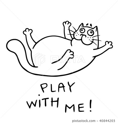 插图素材: funny cat wants to play. isolated vector