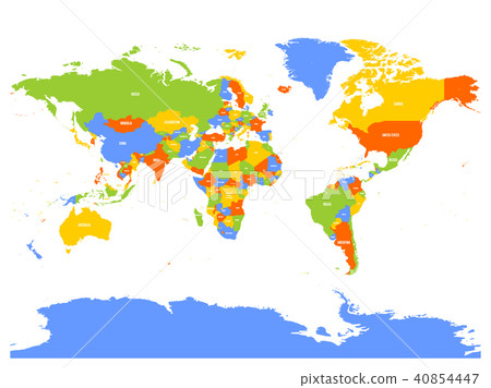 插图素材: horizontally flipped political map of world.