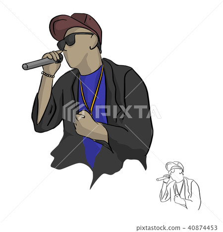 图库插图: rapper holding microphone vector illustration