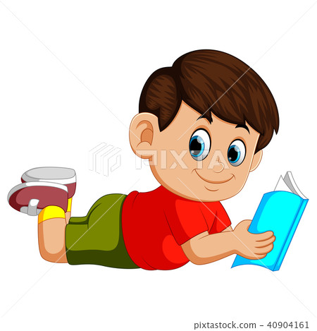 插图素材: boy reading story book