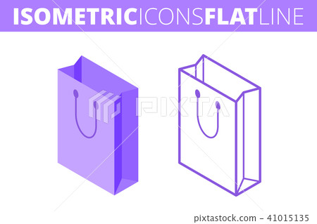 插图素材: the paper bag. isometric, outline icon set.