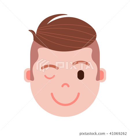插图素材 boy head emoji personage icon with facial emotions