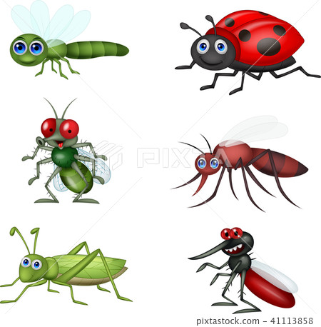 插图素材: cartoon insect collection set