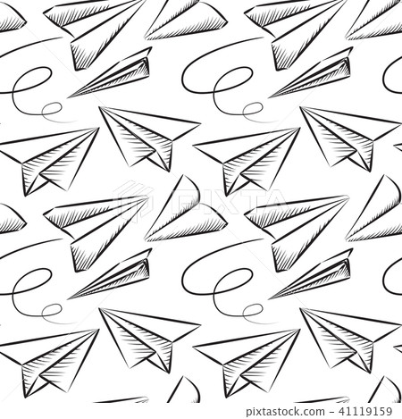 插图素材: paper plane seamless pattern