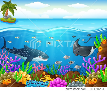 Footcartoonfish,Footcartoonfish 插图素材: cartoon fish under the sea