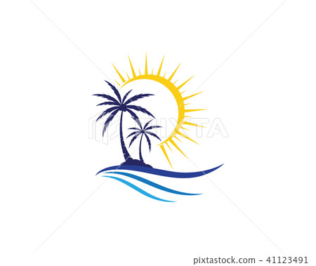 插图素材: palm tree summer logo template