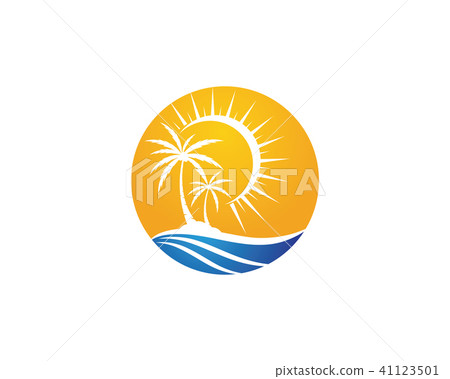 插图素材: palm tree summer logo template