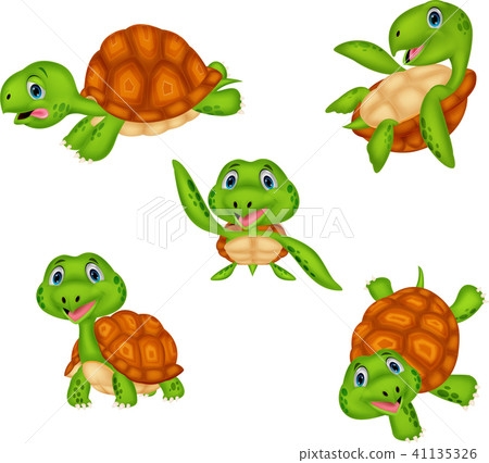 插图素材: cartoon turtle collection set