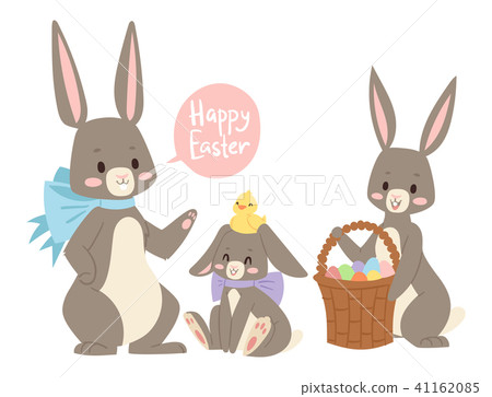 插图素材: easter rabbit vector holiday bunny rabbit and easter