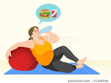 图库插图: doing exercises to lose weight, health care concept