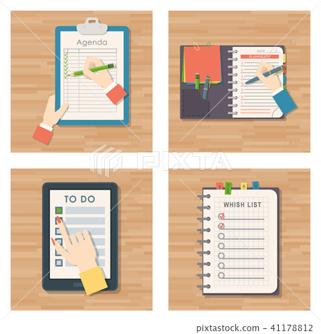 插图素材: agenda list vector business paper clipboard in flat