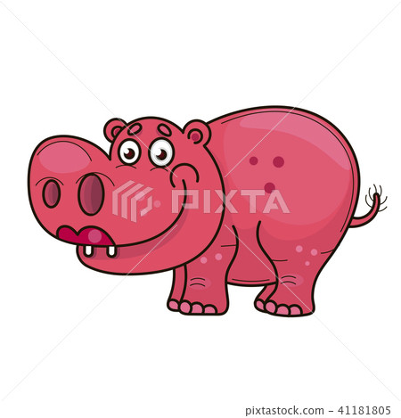 插图素材: cartoon cute baby hippo