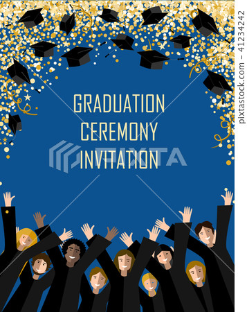 插图素材: graduation poster with happy graduates