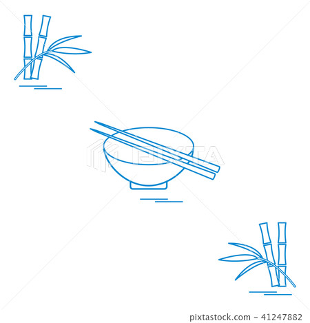 插图素材: stylized icon of bowl with chopsticks and bamboo